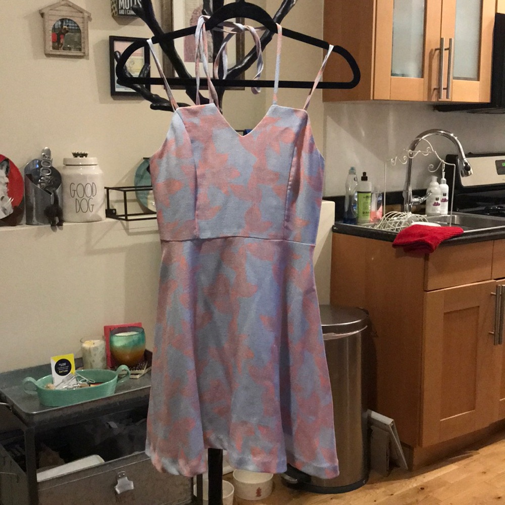 Lavender and Coral beach fit and flare dress